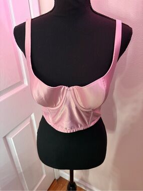 Victoria's Secret Pink Satin Bustier Crop Top